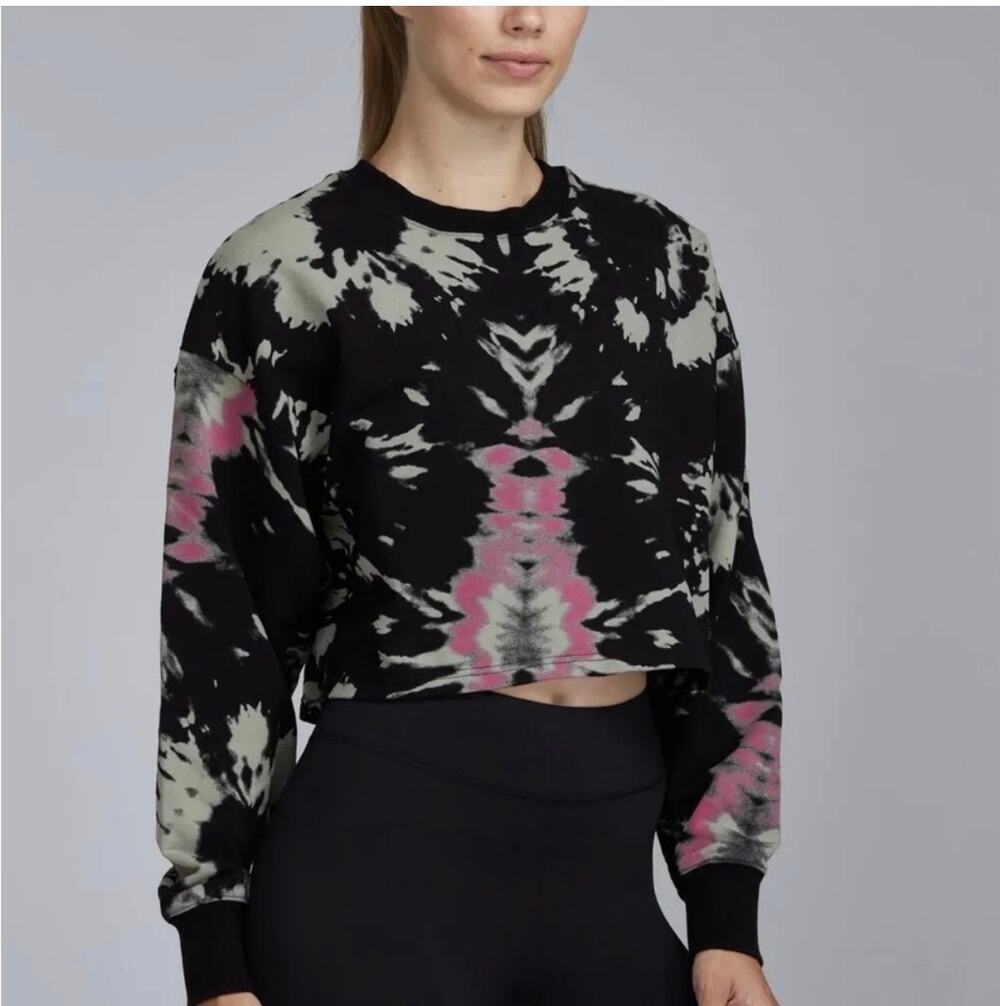 NOLI YOGA Cropped Crewneck Pullover Sweatshirt Tie Dye, Size Small